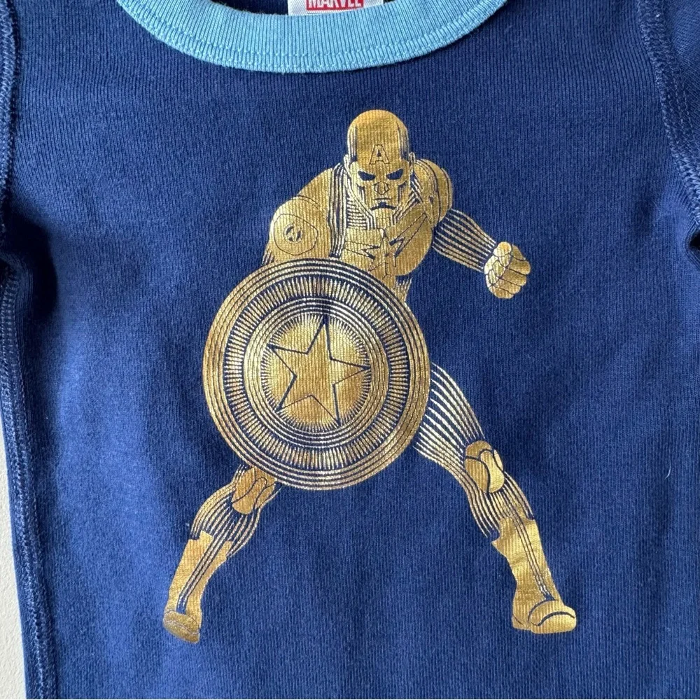Hanna Andersson Marvel Captain America Gold Man‎ Long Sleeve Pajama Set 6-12m